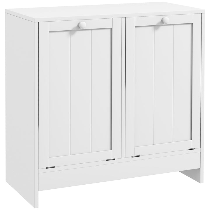 kleankin Tilt-Out Laundry Cabinet, Modern Bathroom Cabinet with 2 Compartments for Bathroom Washroom, White | Aosom UK