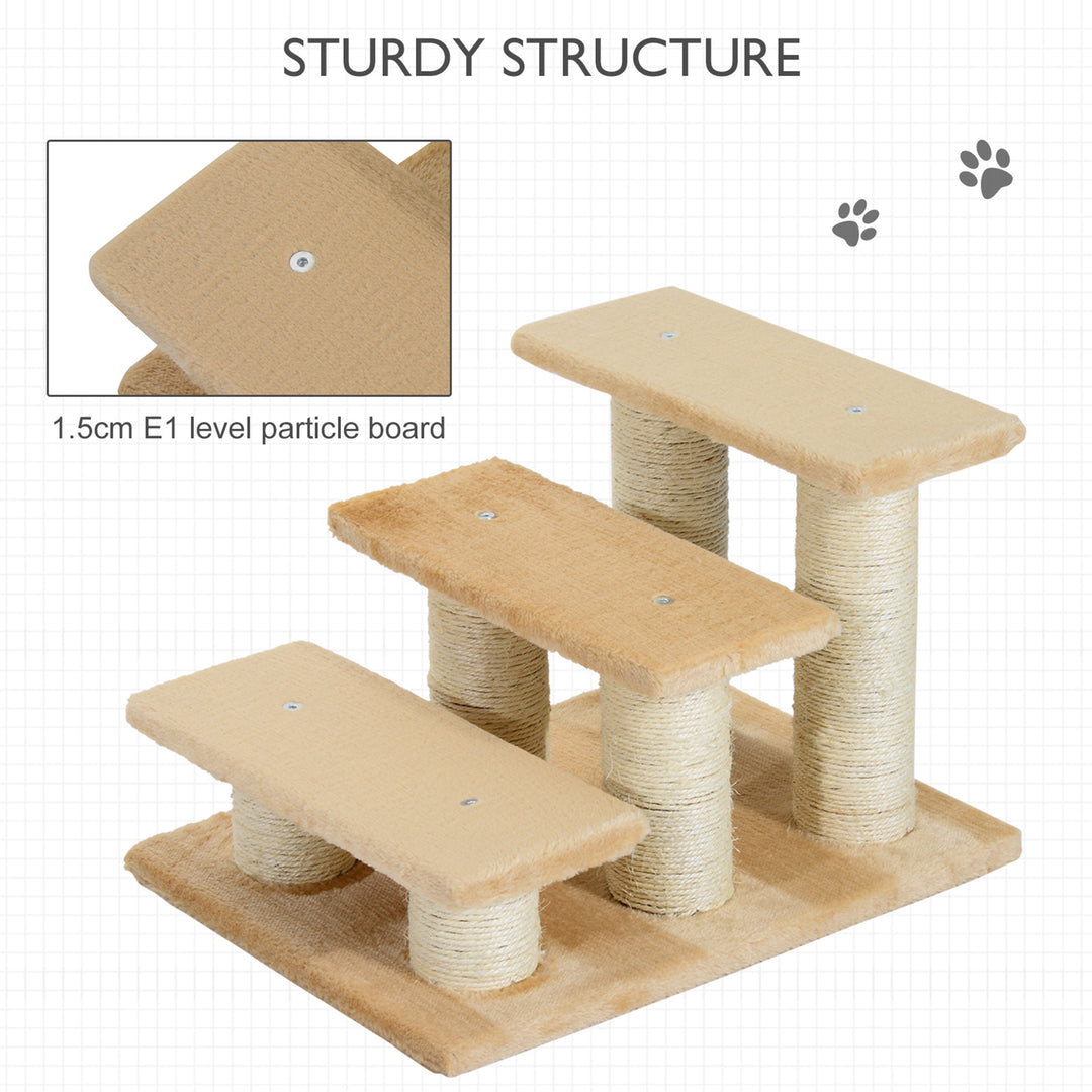 PawHut Pet Steps, 3-Step Climber Ladder for Cats & Dogs, Plush Surface, Portable for Older Animals Assistance, Cream | Aosom UK