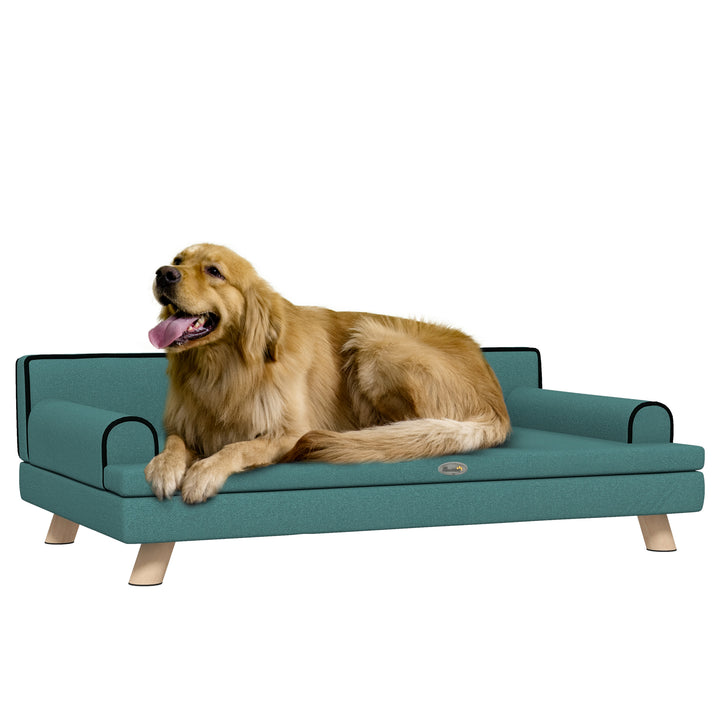 PawHut Dog Sofa with Legs, Water-Resistant Fabric Pet Chair Bed, Suitable for Large & Medium Dogs, Green, 100 x 62 x 32 cm | Aosom UK