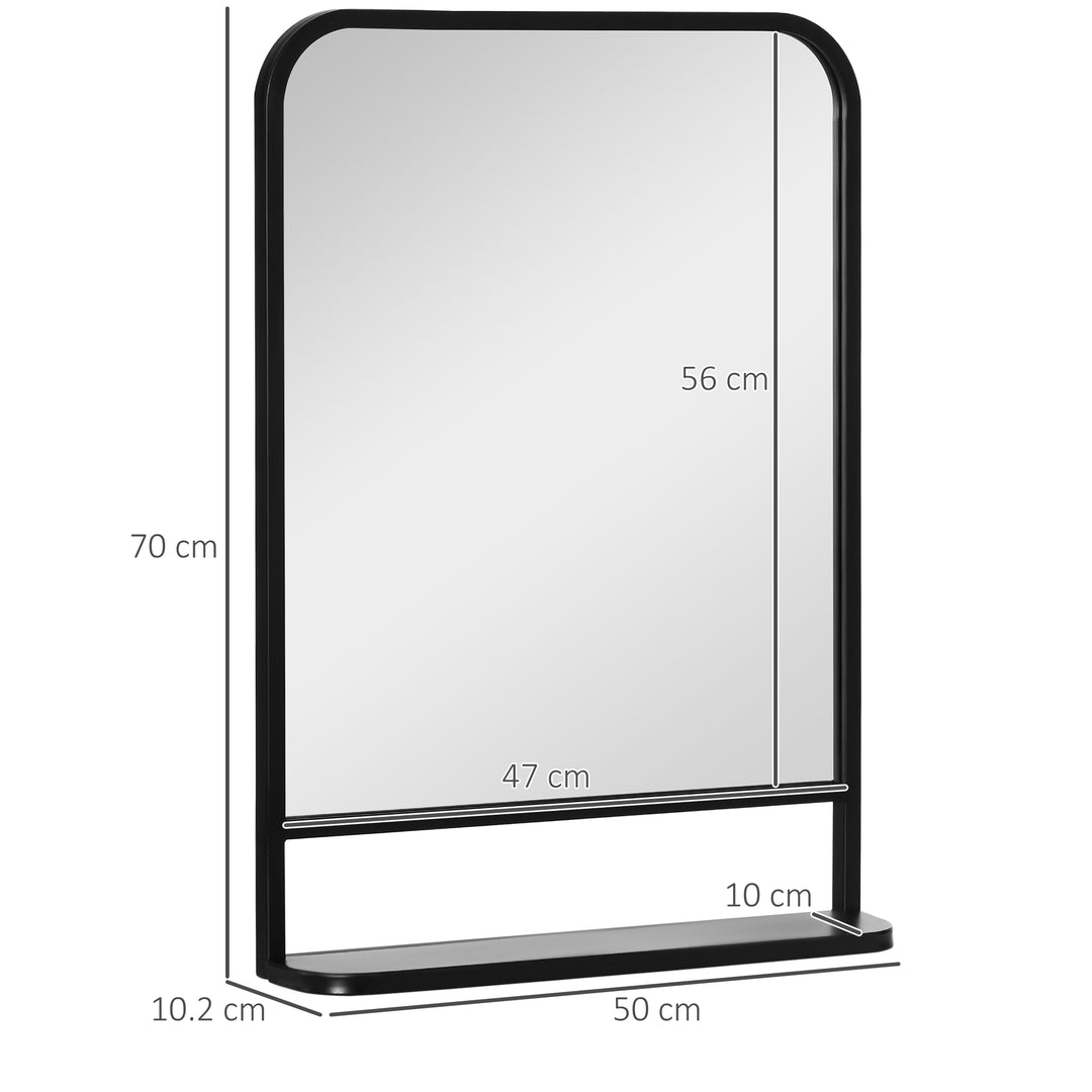 HOMCOM Black Rectangle Mirror Rectangular Wall Mirror with Storage Shelf for Fireplace/Entryway/Hallway/Living Room | Aosom UK