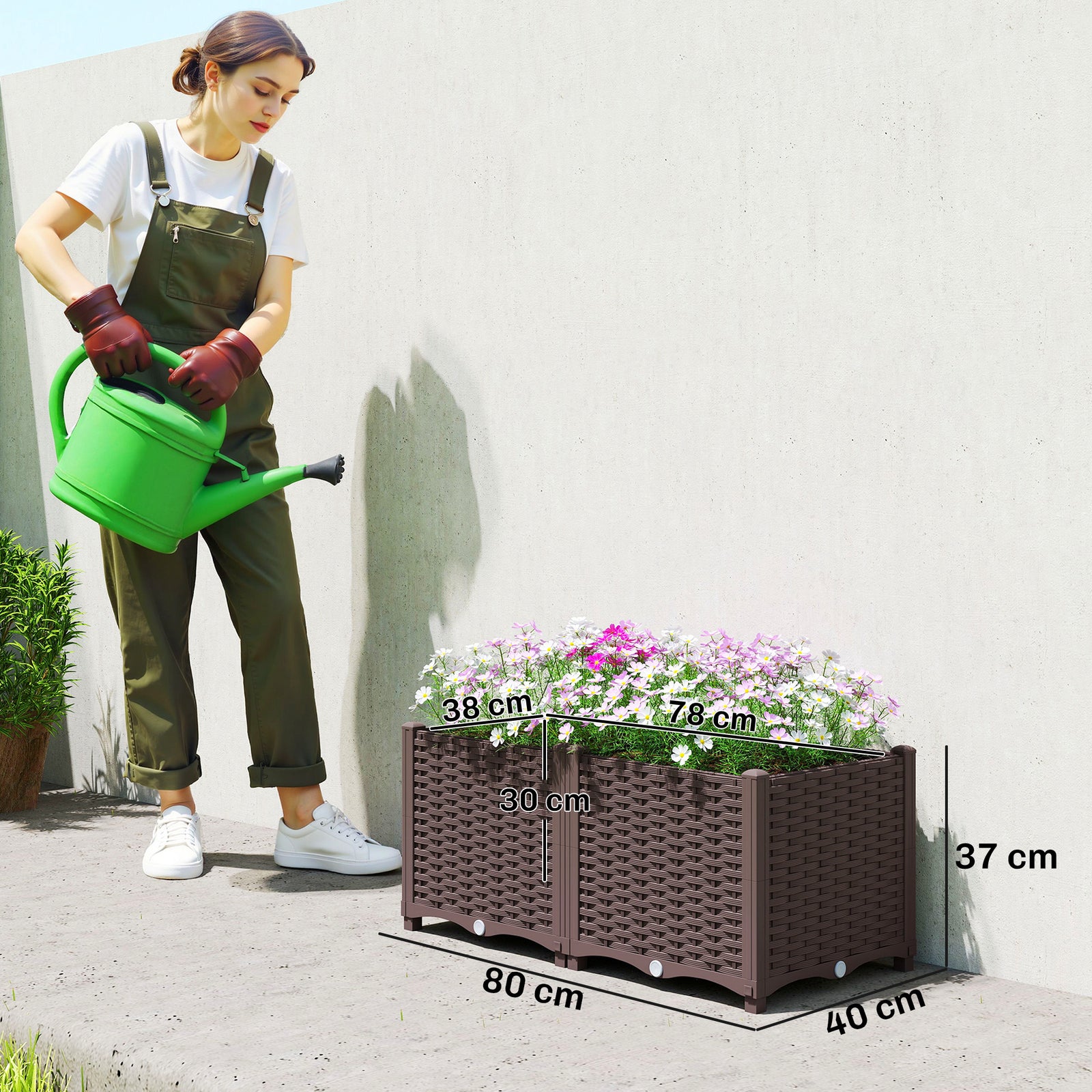 Plastic Raised Garden Bed with Legs, Self Watering Elevated Planter Bo