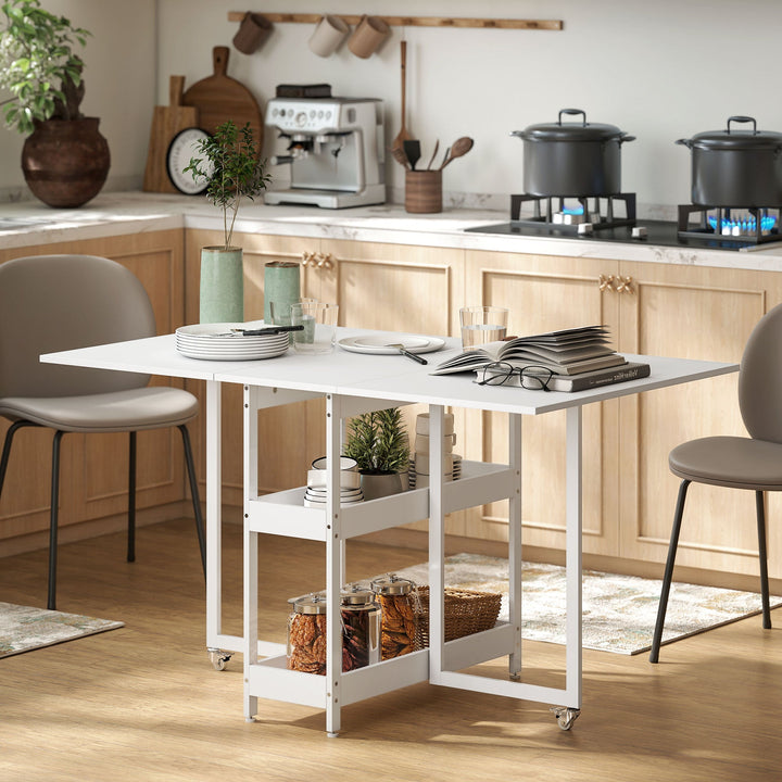 Four-Person Drop Leaf Table - White