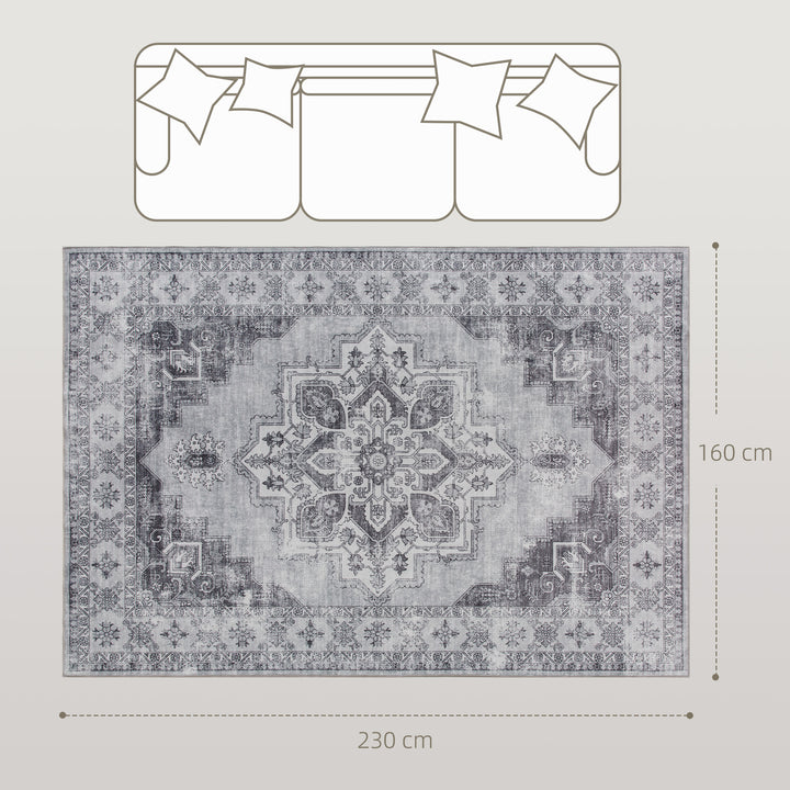 Vintage Area Rug, Non-Slip Washable Rug, Flannel Floor Carpet for Livi