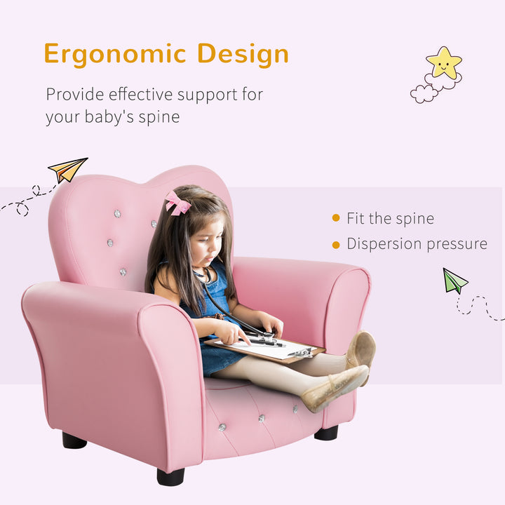 HOMCOM Kids Toddler Chair Sofa Children Armchair Seating Relax Playroom Seater Girl Princess Pink | Aosom UK