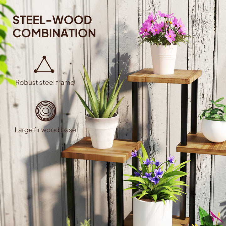 Seven Wooden Shelf Plant Stand