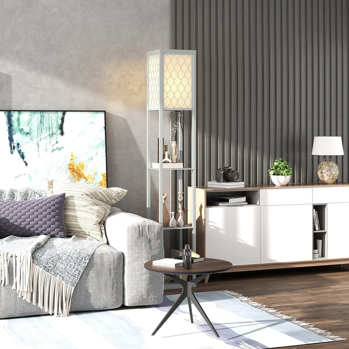 Three-Shelf Standing Lamp - Grey/White