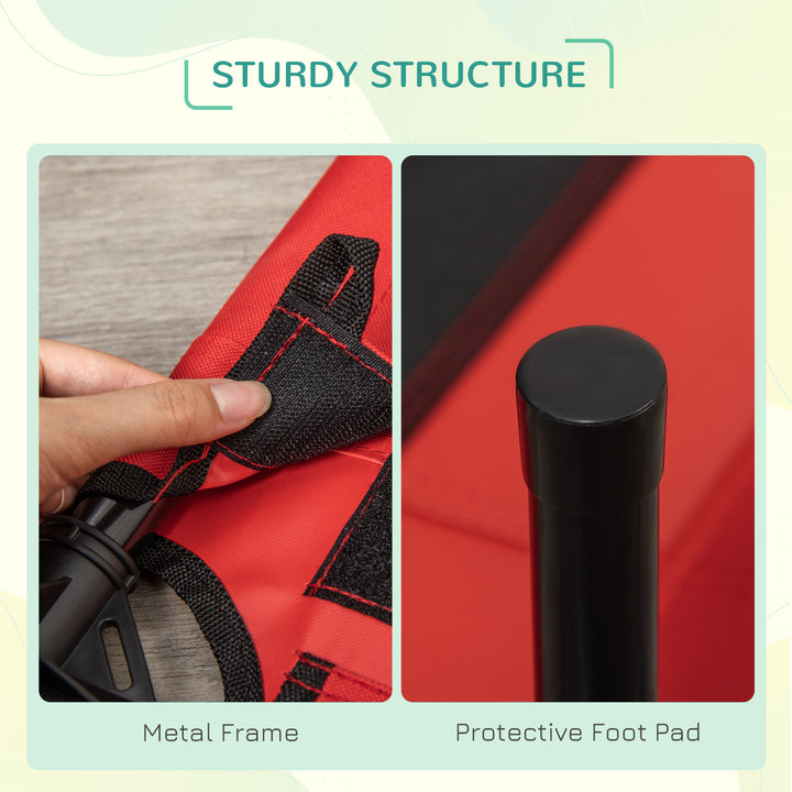 MCL Raised Dog Bed Cat Elevated Lifted Portable Camping w/ Metal Frame Black and Red (Medium)