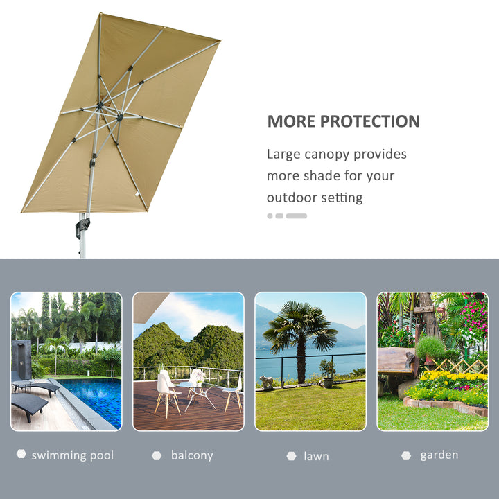 Outsunny 3 x 3(m) Cantilever Roma Parasol with Aluminum Frame Crank & Tilt, 360°Rotating Garden Umbrella 250g Polyester SunShade with CrossBase Beige