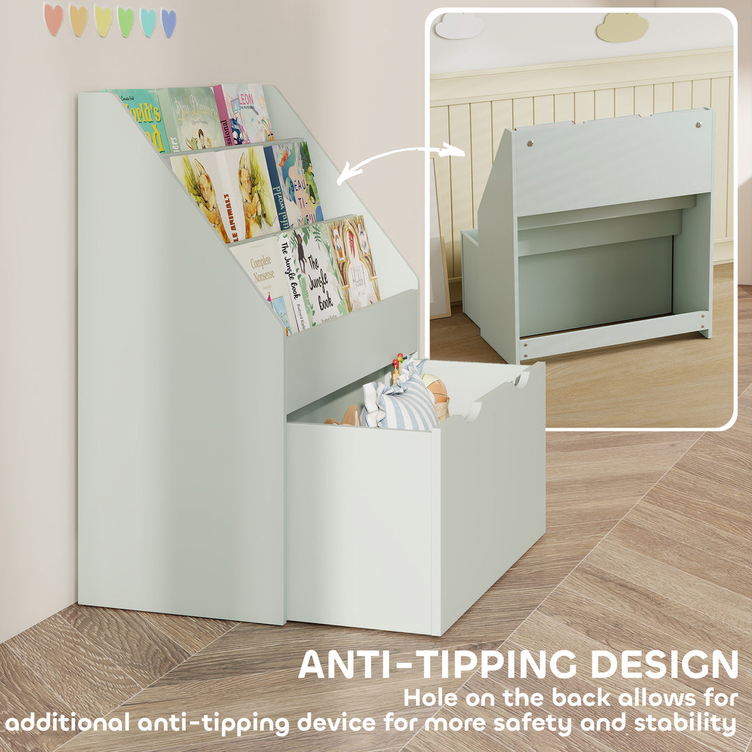 MCL Bookcase for Kids with Shelves, Drawer, Bookcase for Bedroom, Playroom, Green