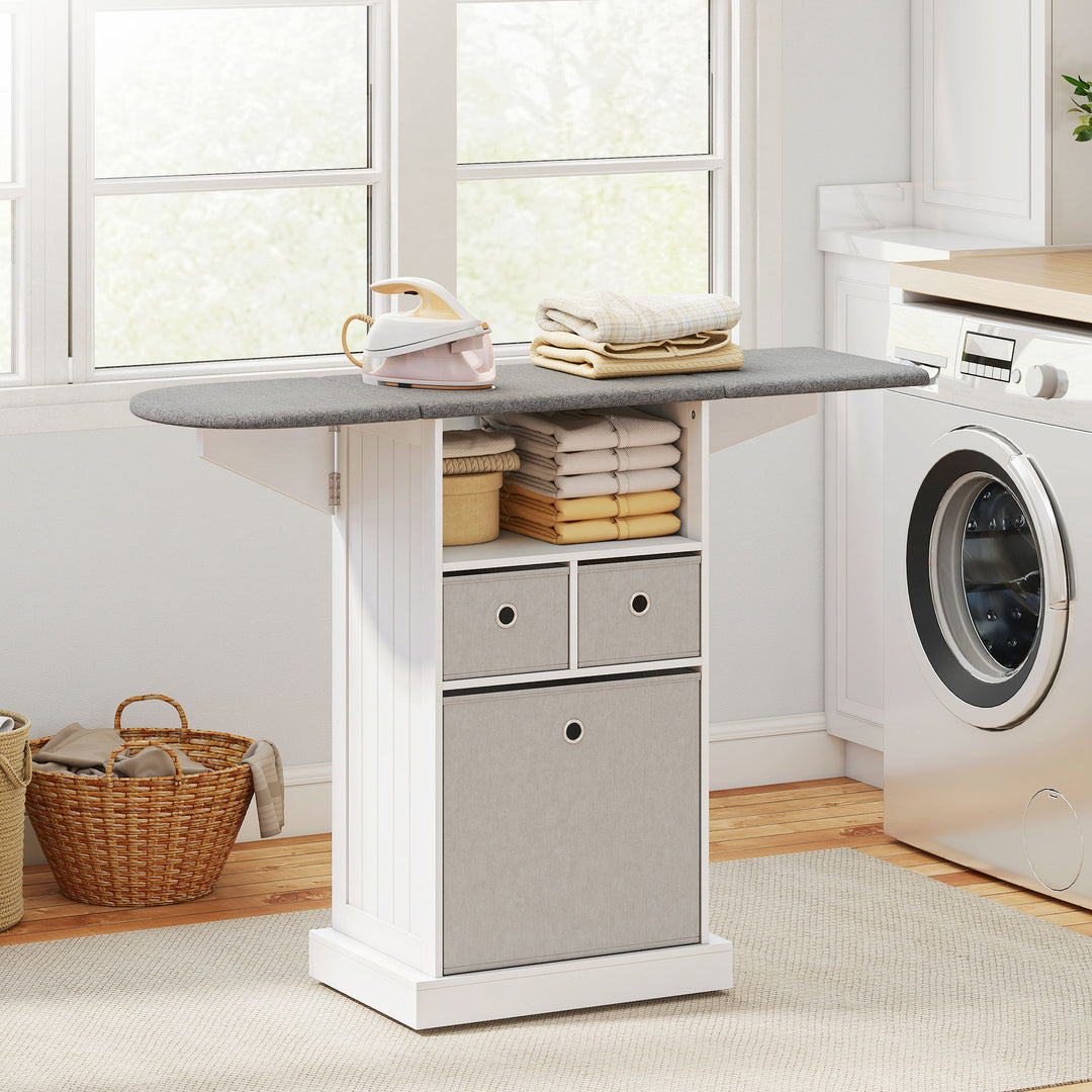 Ironing Board Cabinet on Wheels with Ironable and Foldable Top - view 2