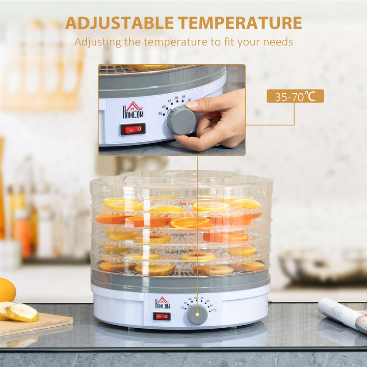 5 Tier Food Dehydrator, 245W Food Dryer Machine with Adjustable Temperature Control for Drying Fruit, Meat, Vegetable, Jerky and Pet Treat, White