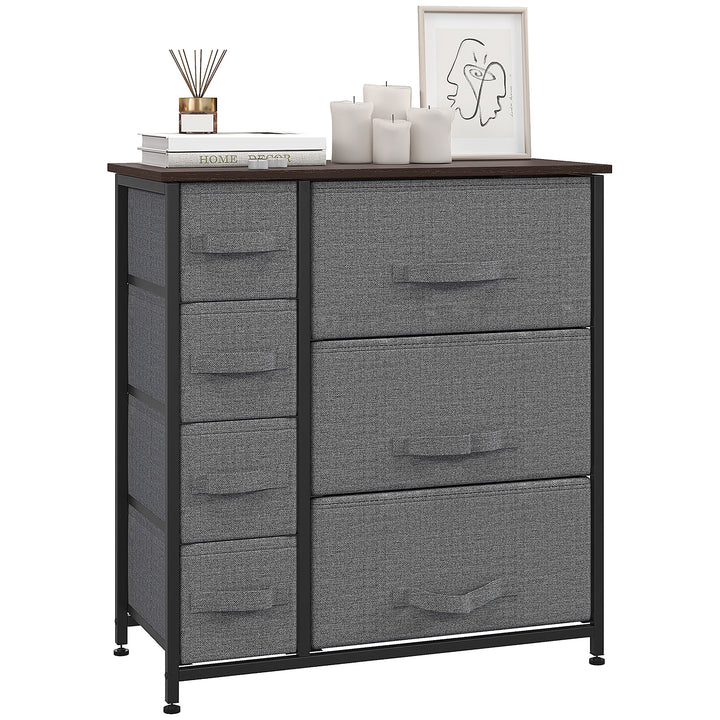 MCL Chest of Drawers with 7 Drawers, Fabric Drawers with Large Storage Space, Drawers Dresser with Metal Frame, Adjustable Feet for Bedroom Living Room, Dark Grey