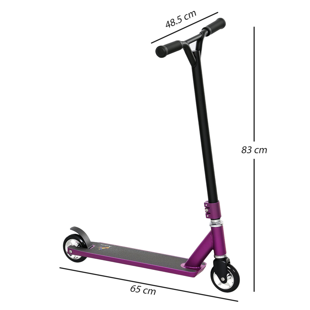 Stunt Scooter, 360° Entry Level Tricks Scooter w/ Lightweight Aluminium Deck and ABEC 7 Bearing, For Age 14+ Beginners, Purple