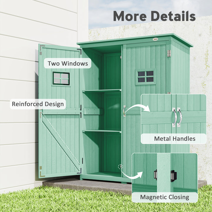 Wooden Garden Shed with Two Windows, Tool Storage Cabinet, Outdoor Dou