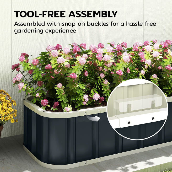 Galvanised Raised Garden Bed, 4.5 x 2 x 1 ft Metal Planter with Gloves