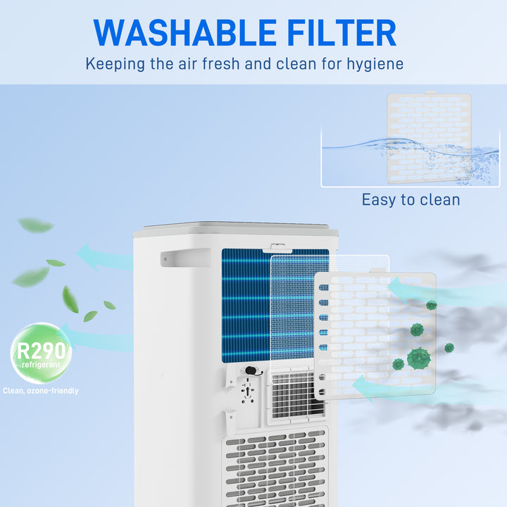 9000 BTU Portable Air Conditioner, Smart Home WiFi Compatible, 4 in 1 Air Conditioning Unit, Dehumidifier, Fan with Remote, 24H Timer, Window Venting Kit, 20m², R290, A Energy Efficiency