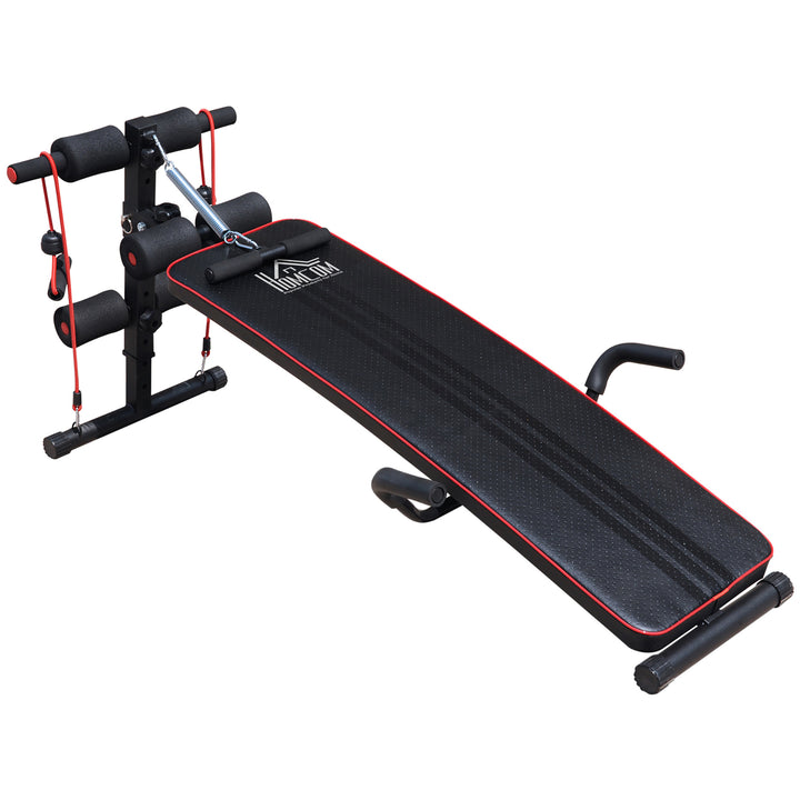 HOMCOM Durable Steel Sit Up Bench for Home Gym Fitness, Adjustable Workout Equipment, Black and Red | Aosom UK