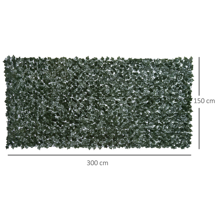 2-Piece Artificial Leaf Hedge Screen Privacy Fence Panel for Garden Outdoor Indoor Decor, Dark Green, 3M x 1.5M
