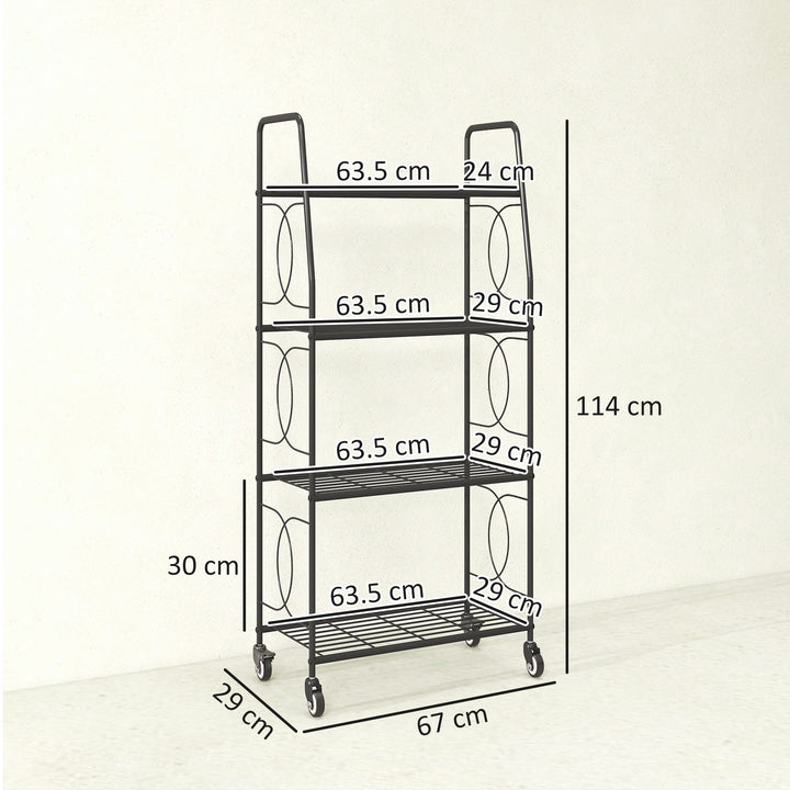 4-Tier Metal Plant Stand, Heavy Duty Ladder Shelf Potted Plants Displa