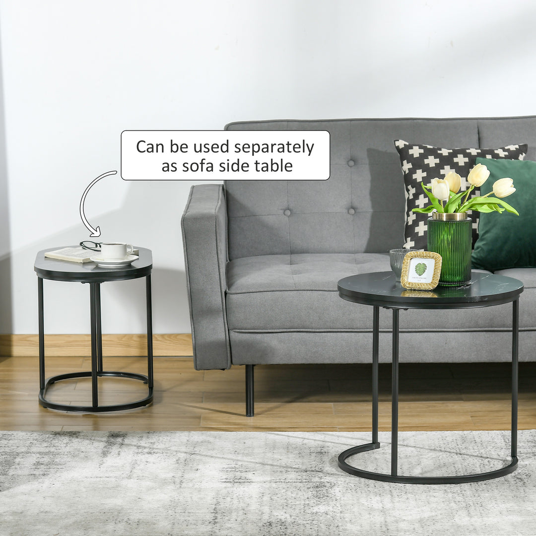Marble-Effect Nest of Tables - Black/White