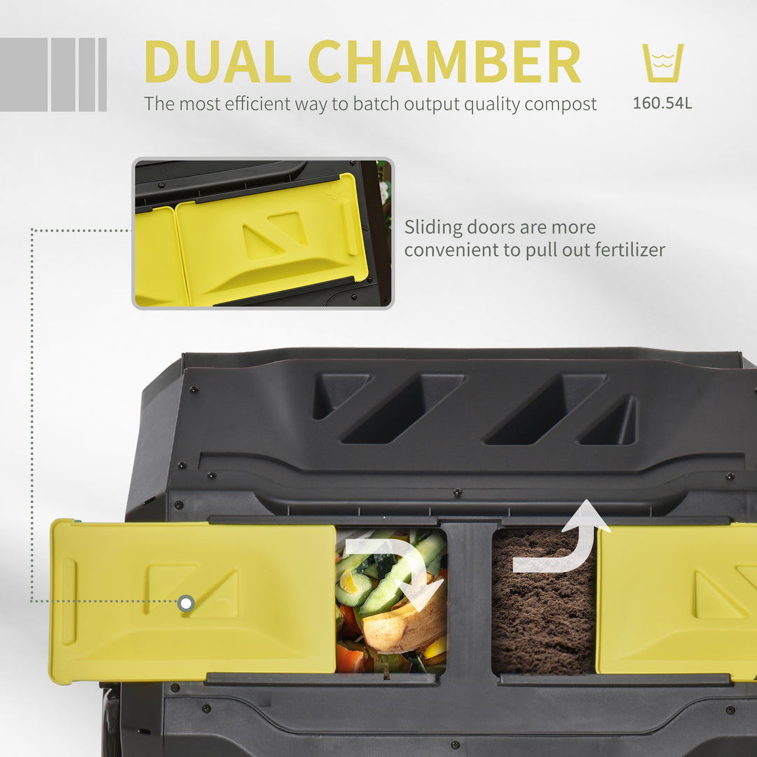 MCL 160L 360° Rotating Dual Chamber Composter - Yellow