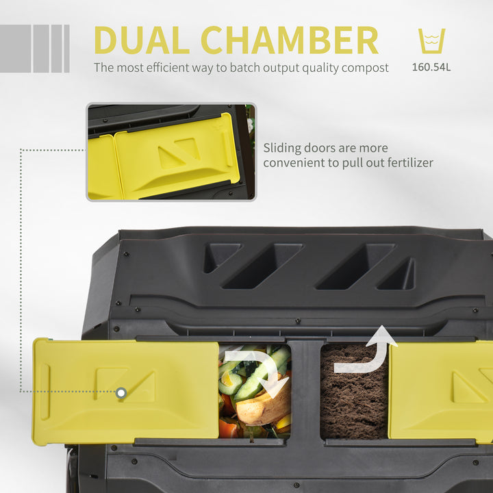 MCL 160L 360° Rotating Dual Chamber Composter - Yellow