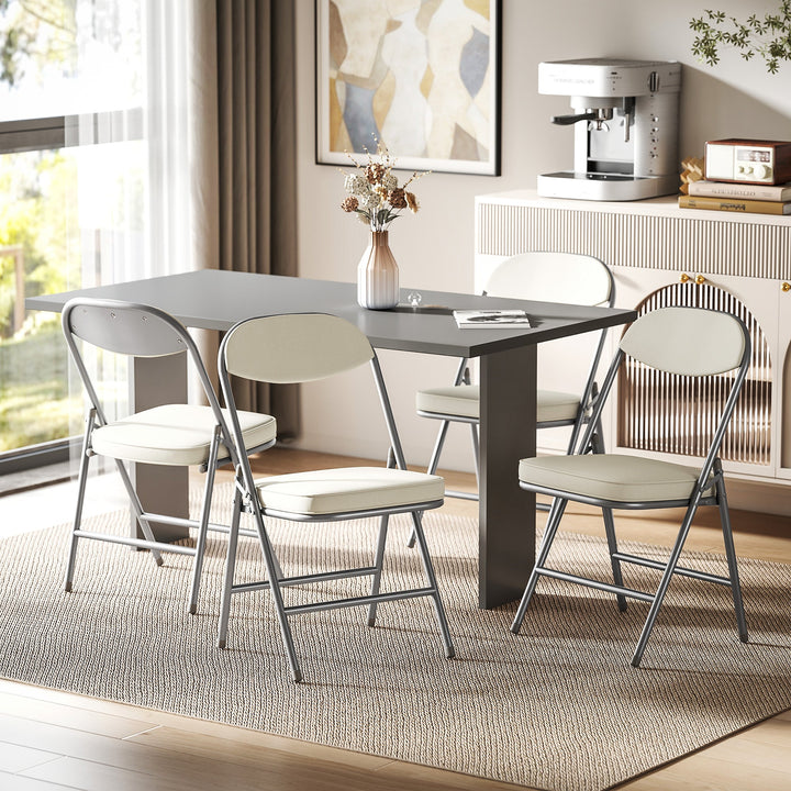 Set of Four Folding Corduroy Seat Chairs