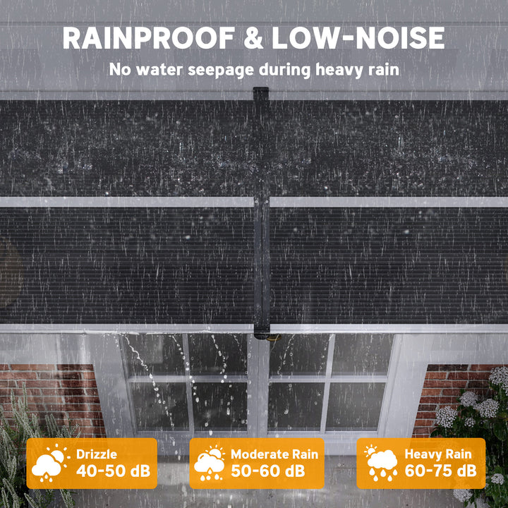 MCL Front Door Canopy Outdoor Awning Aluminium Rigid Plastic Polycarbonate Rain Shelter UV Water Rain Resistant 196 x 75cm Black