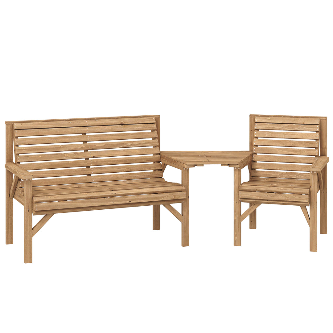 Wooden Garden Furniture Set , 1 Chair, 1 Bench and Detachable Table, N