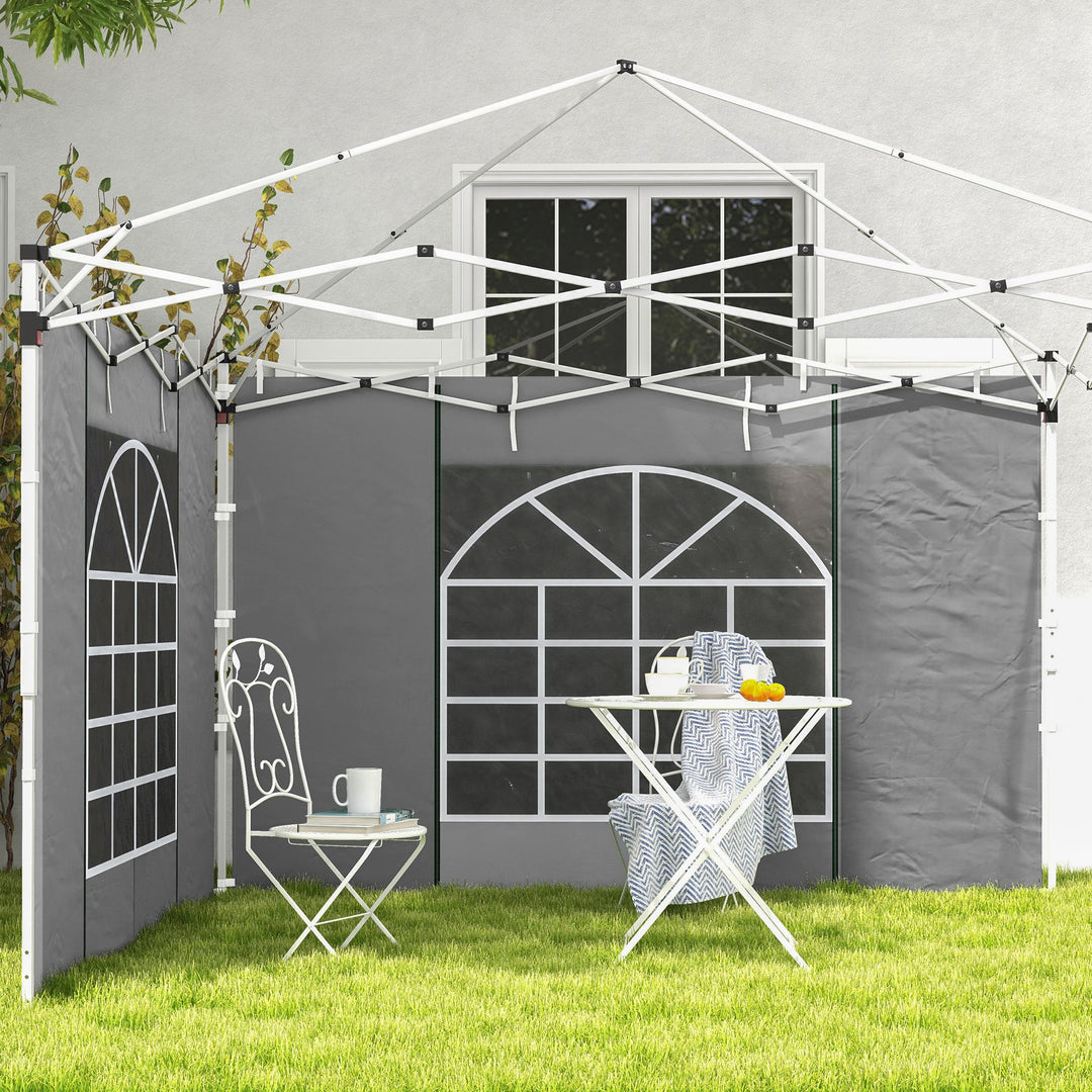 Gazebo Side Panels, 2 Pack Sides Replacement, for 3x3(m) or 3x6m Pop Up Gazebo, with Windows and Doors, Light Grey