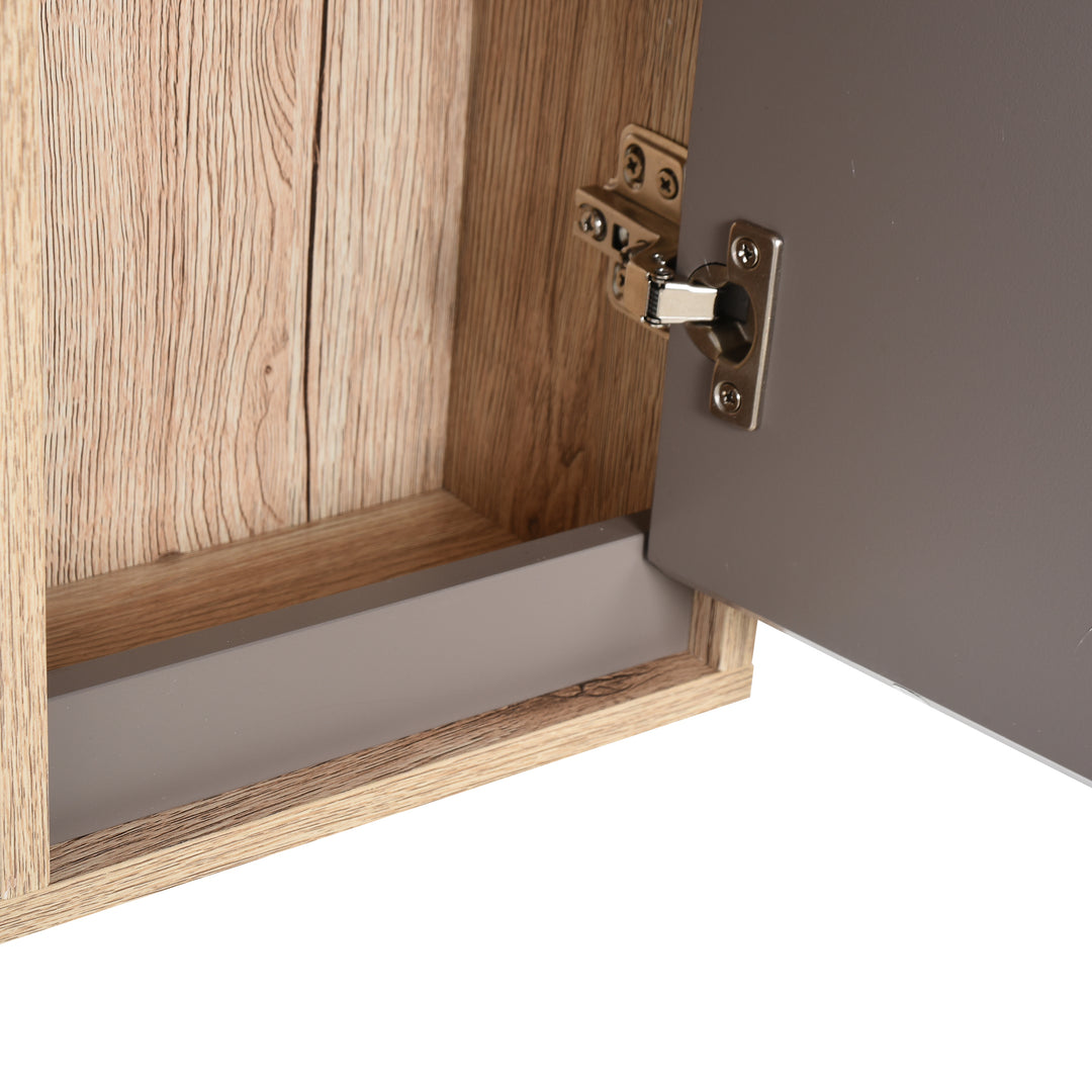 Bathroom Mirror Cabinet, Wall-Mounted Bathroom Cabinet with Mirror and Adjustable Inner Shelf, 57L x 14.2W x49.2H cm