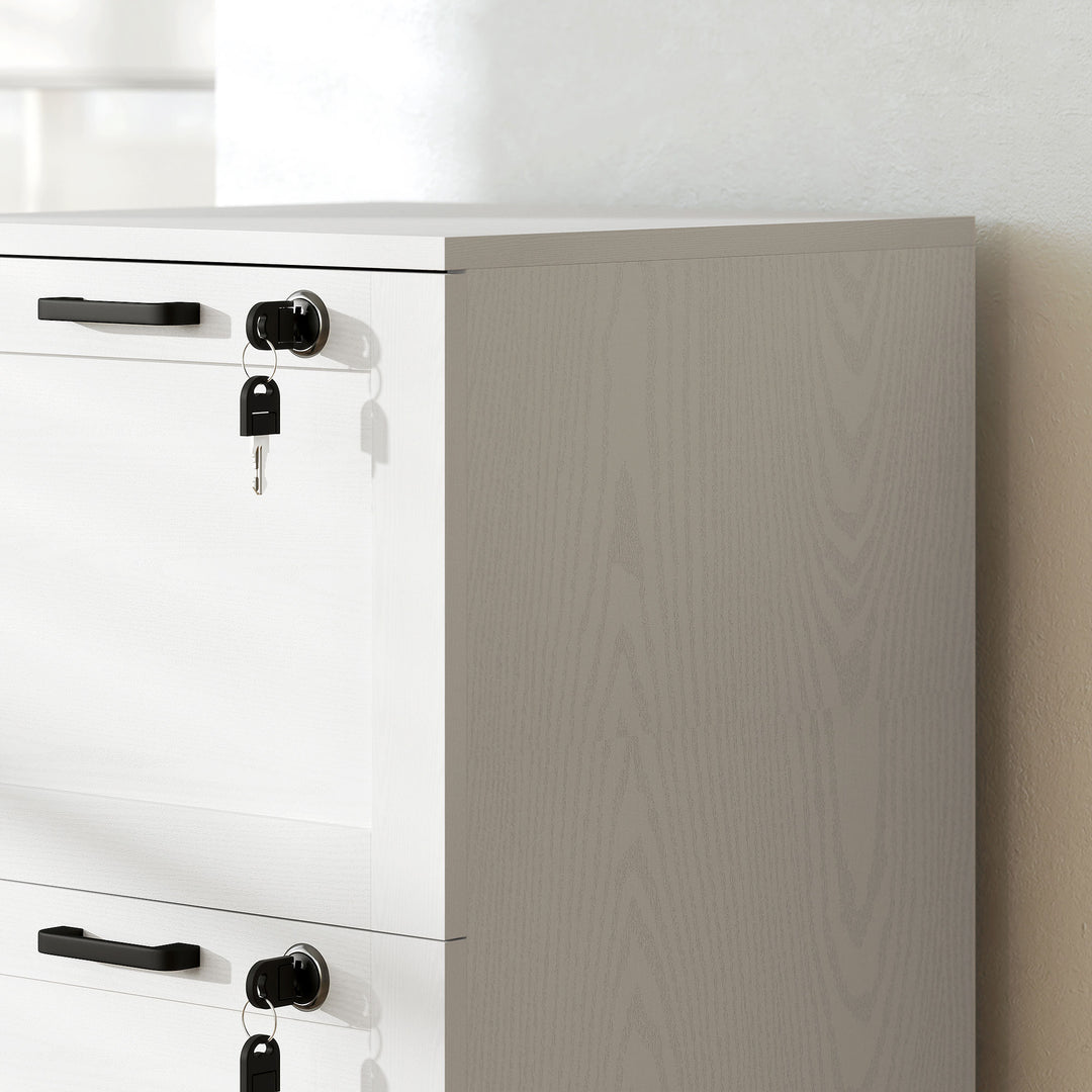 3-Drawer Filing Cabinet with Lock - White