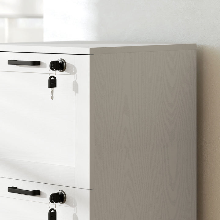 3-Drawer Filing Cabinet with Lock - White