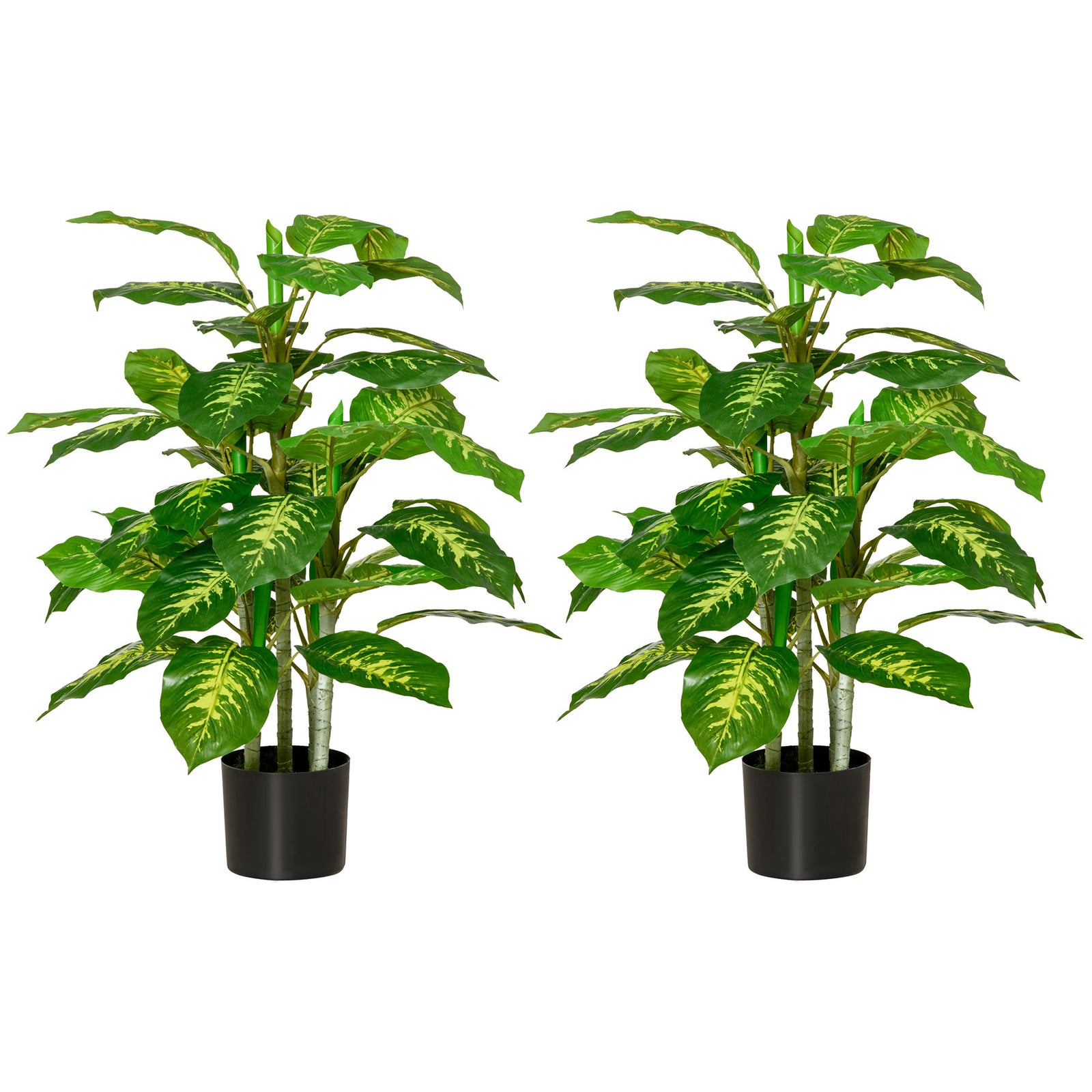 2 PCs Artificial Evergreen Tree Fake Decorative Plant in Nursery Pot for Indoor Outdoor Décor, Green