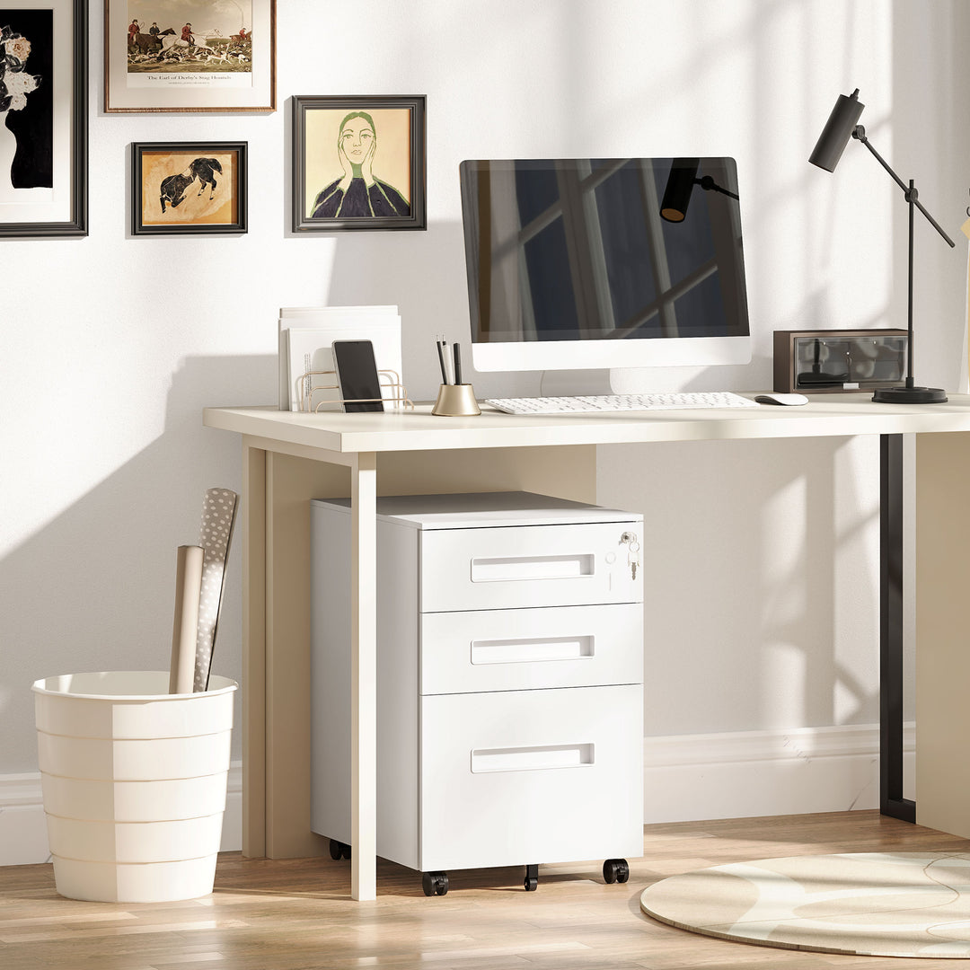 Three-Drawer Steel Filing Cabinet - White
