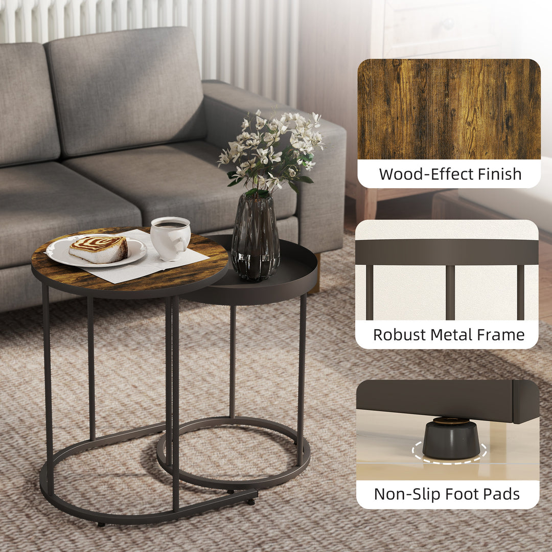 MCL Round Nesting Side Table Set of 2 - Rustic Brown
