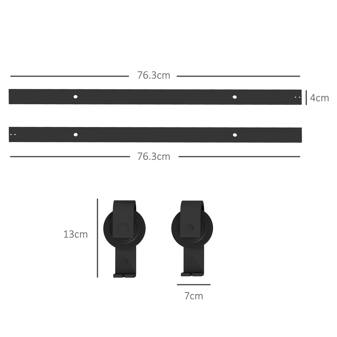 HOMCOM 5FT/152.5CM Bi-Folding Sliding Barn Door Hardware Track Kit, Heavy Duty Sliding Door Kit for 2 Doors with J Shape Hanger | Aosom UK