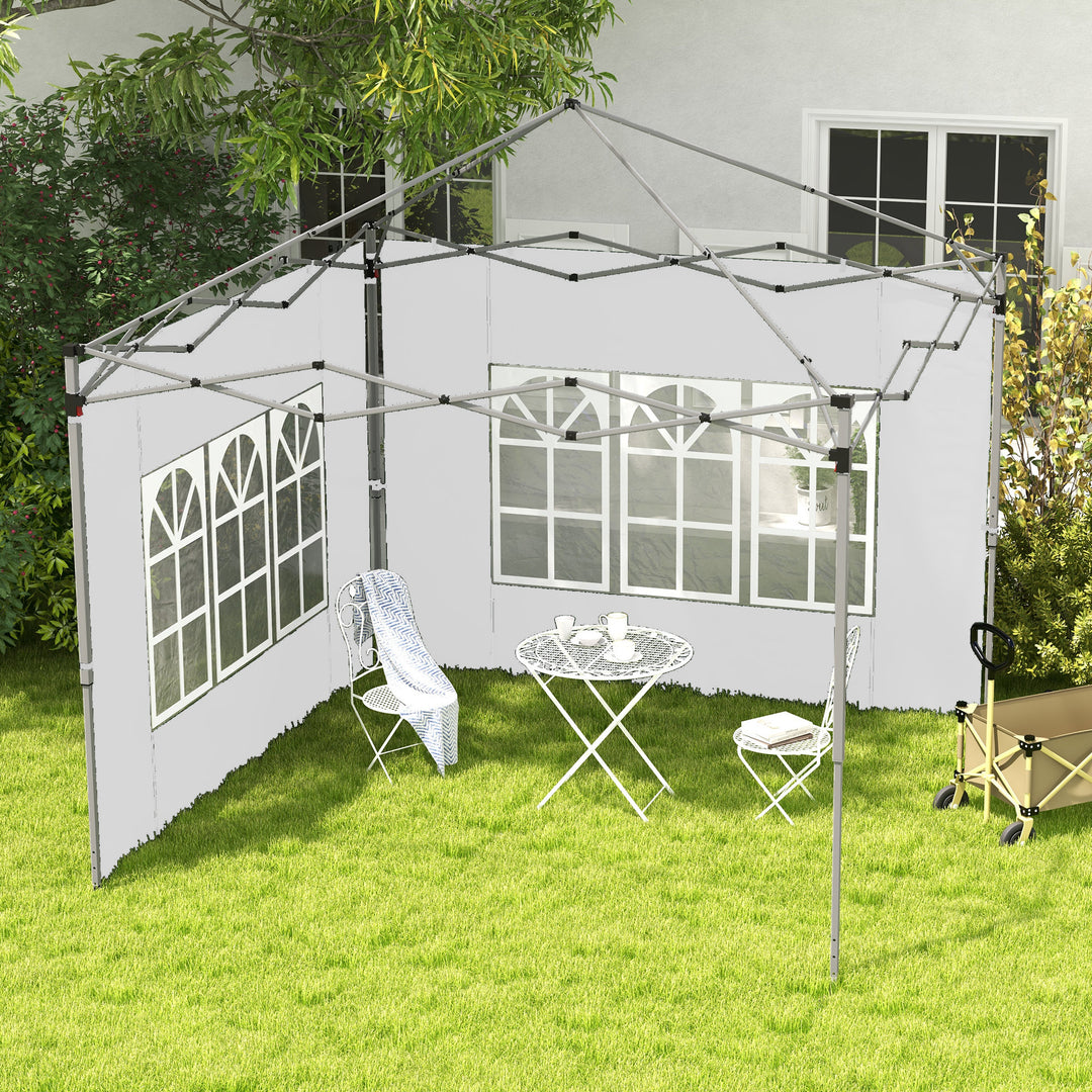 Outsunny Gazebo Side Panels with Windows, Replacement for 3x3(m) or 3x4m Gazebo, 2 Pack, White