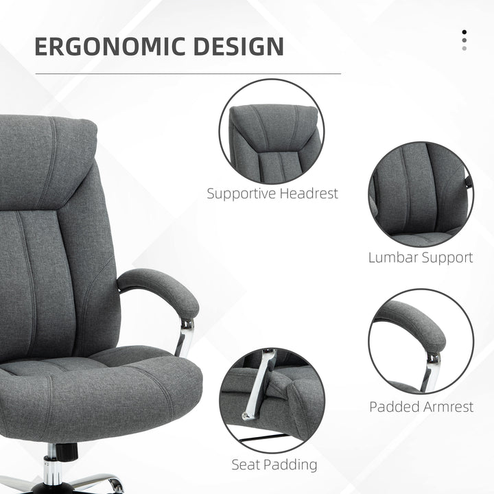 Office Chair, Fabric Desk Chair, Padded Executive Chair with Adjustable Height, Swivel Wheels, Metal Star Base, Grey