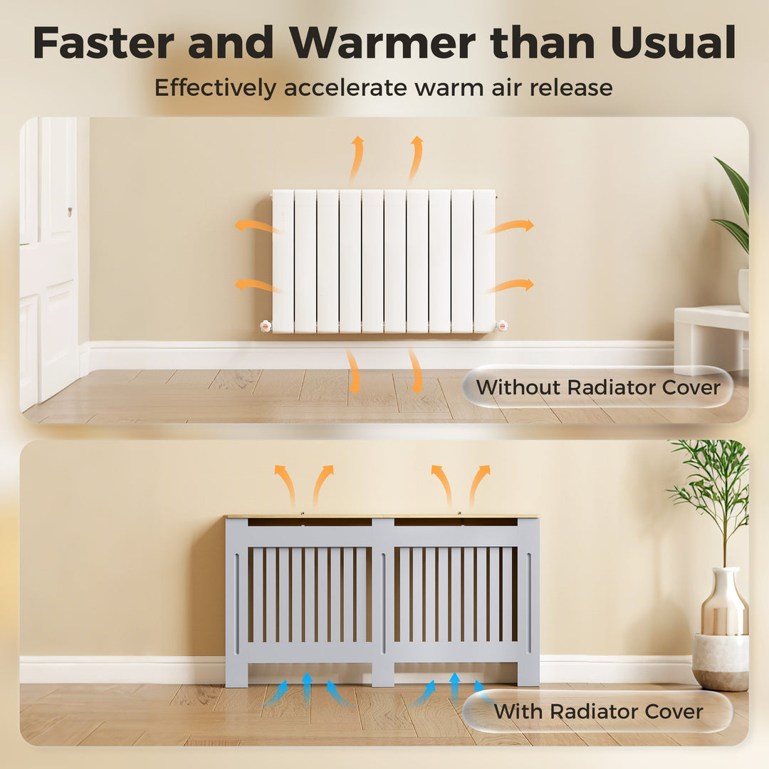 Slatted Radiator Cover, Painted Cabinet with Line Grill Design, 152L ×