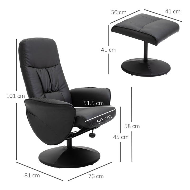 Executive Recliner Chair High Back and Footstool, HOMCOM Armchair Lounge Seat Black | Aosom UK