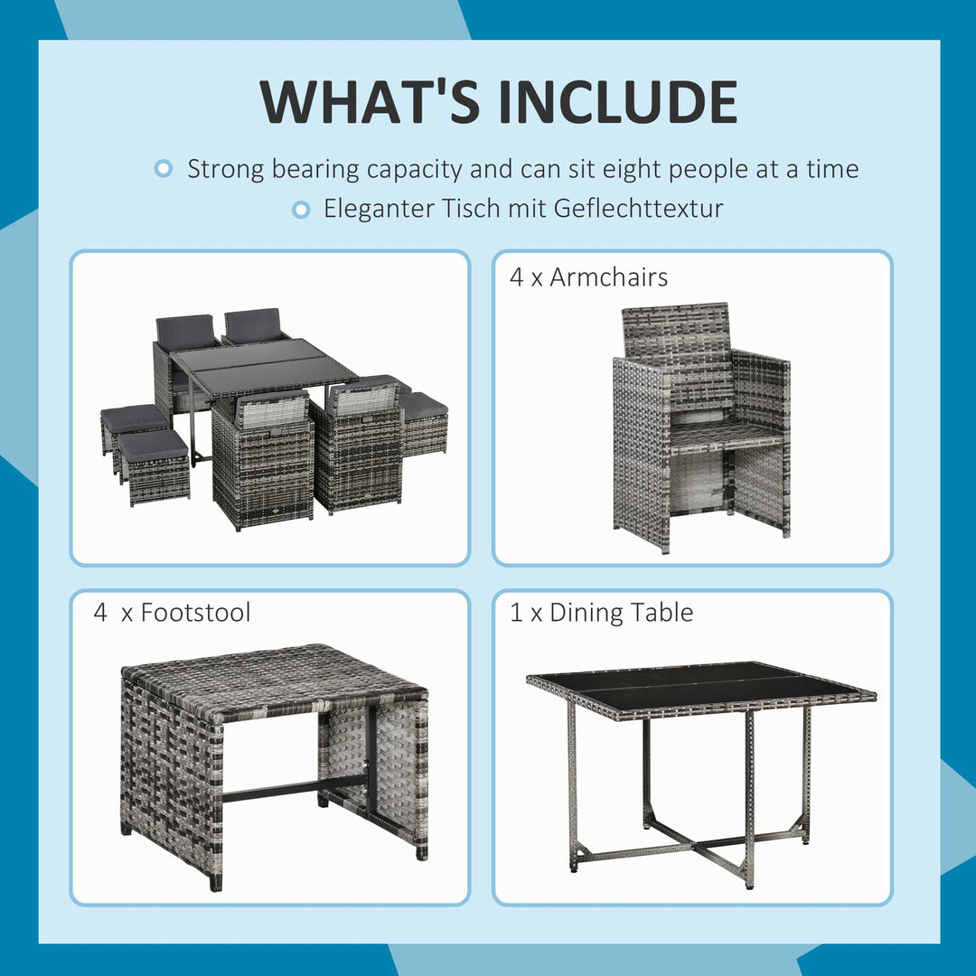 MCL 8-Seater Rattan Furniture Set Wicker Weave Patio Dining Table Seat