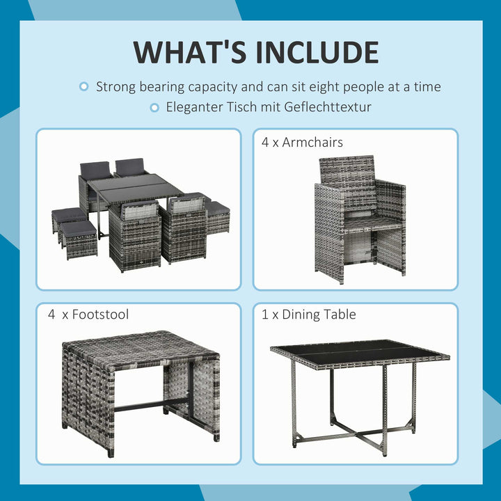 MCL 8-Seater Rattan Furniture Set Wicker Weave Patio Dining Table Seat