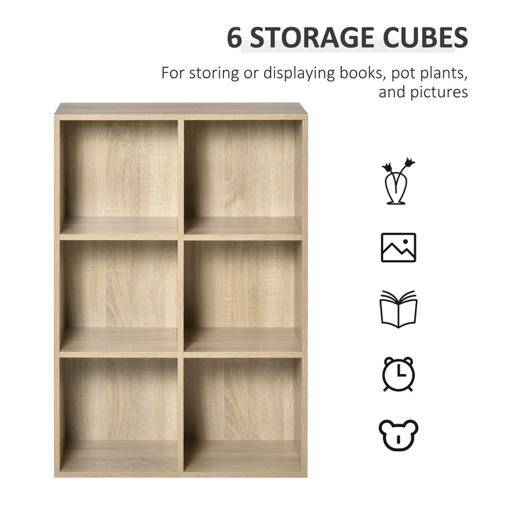 HOMCOM Six-Cube Bookcase - Oak Wood Effect