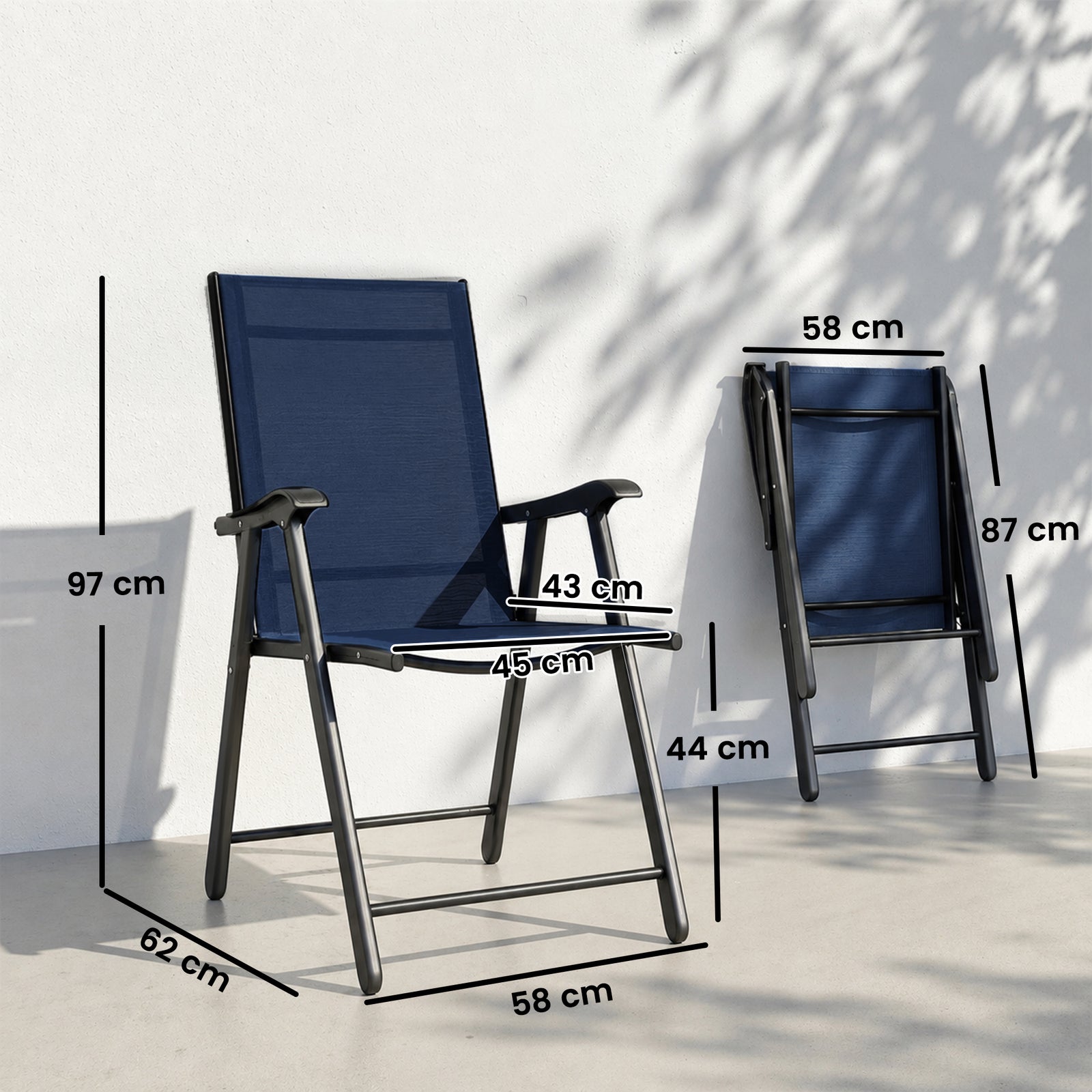 Folding Garden Chairs Set of 4, Foldable Garden Dining Chairs with Hig