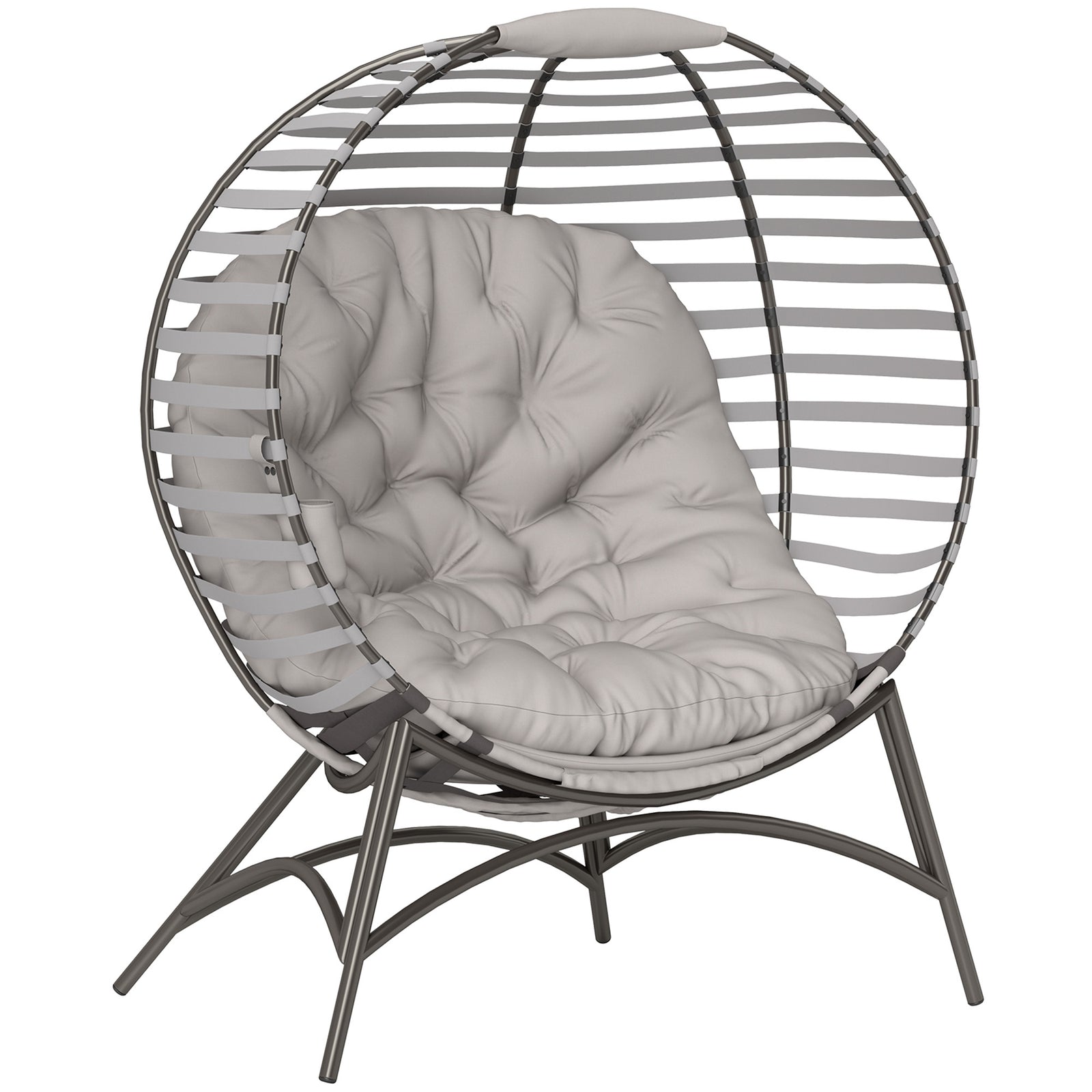 Egg Chair with Cushion & Side Pocket - Light Grey