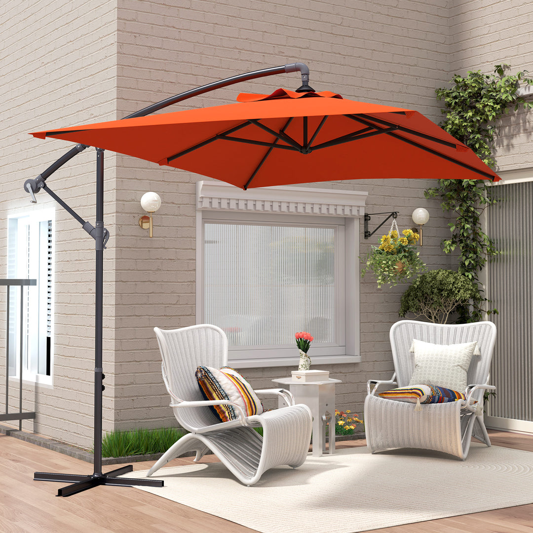 3(m) Cantilever Overhanging Parasol, with Cross Base - Orange