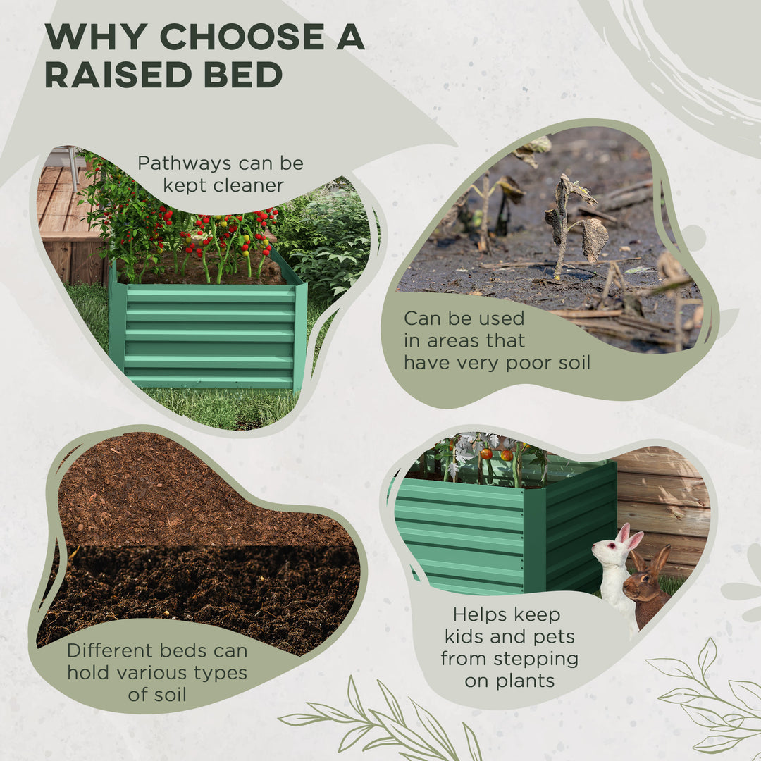Raised Beds for Garden, Galvanised Steel Outdoor Planters with Multi-r