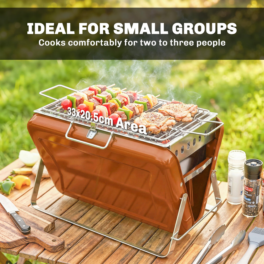 Charcoal BBQ Grill Portable Stainless Steel Barbecue with Tilting Grat
