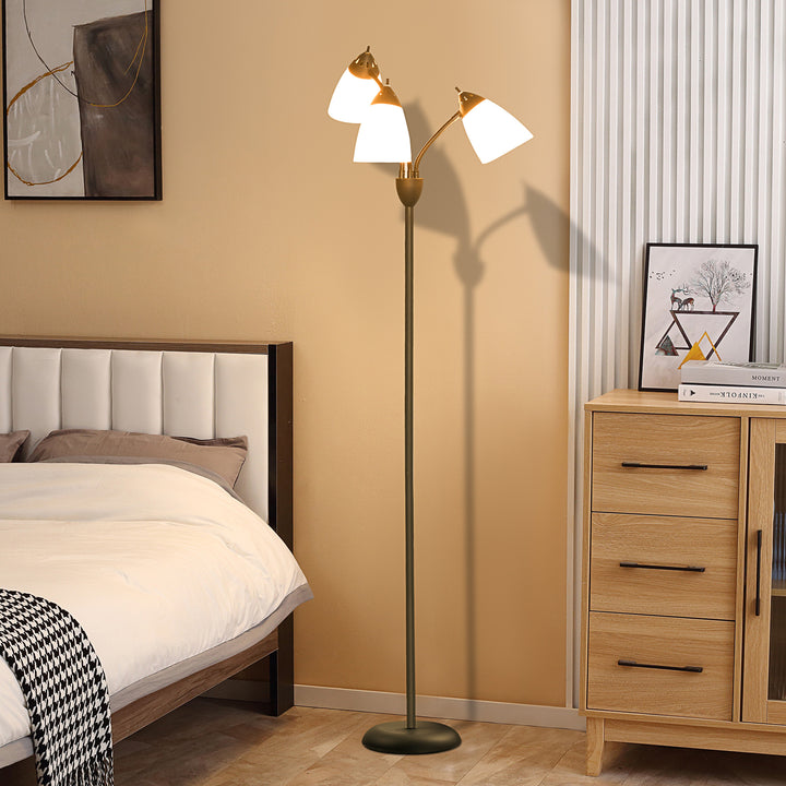 Arc Tree Floor Lamp with 3 Adjustable Rotating Lights, Industrial Standing Lamp with Steel Frame for Bedroom Living Room, 155cm, Black